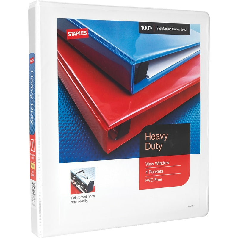 Staples Heavy Duty 1′ 3-Ring View Binder Black (24664) 82701 - View #2