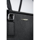 Design Lambert Inc The Valentina Leather Tote Bag - Black-Interior zipped pocket