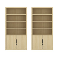 Manhattan Comfort 2-Piece Rivington 40" Modern 4-Shelf Bookcase Cabinet - Natural Oak-Modern Bookcase for Home Office, Living Room, and Extra Storage Use