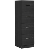 HOMCOM 4-Drawer Letter/A4 Locking Filing Cabinet - Black-4 file drawers with adjustable hanging bars for A4 and letter files
