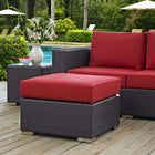 Modway Convene Outdoor Patio Fabric Square Ottoman - Espresso/Red-Powder Coated Aluminum Frame