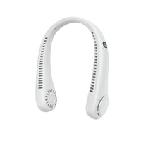 Powerology Rechargeable Neck Fan with Digital LED Display - White-Hands-free neck fan provides 360-degree airflow
