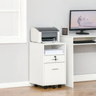 Vinsetto 2-Drawer Letter/A4 Filing Cabinet with Lock - White-Big drawer underneath accommodates hanging letters and A4-sized files
