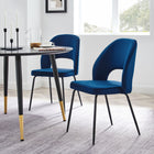 Modway Nico Performance Velvet Dining Chair - Black/Navy - 2 Pack-Glam Deco Accent Chairs
