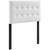 Modway Emily Upholstered Vinyl Twin Headboard - White-Elegantly tufted button headboard