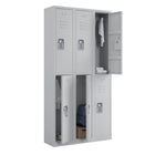 Ceha RH Series 2-Tier Locker with Louver Vents and Recessed handle - Bank of 3 - Light Grey-Convenient name plate holder on door