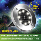 Bell+Howell Deluxe Super Bright Outdoor Solar Disk Lights - 4 Pack-Stainless steel top: polished stainless steel top is rust free for a clean look and durable in ground placement on paths, grass and garden edges