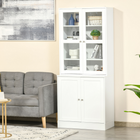 HOMCOM 71" Bookcase Storage Cabinet with Doors and Shelves - White-Suitable for your study, kitchen, bedroom or living room 