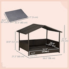 PawHut Wicker Dog House with Removable Cushion - Grey-Constructed of steel with all-weather PE rattan with top roof, UV and water-resistant, suitable for all kinds of weather 