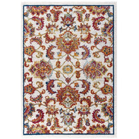 Modway Entourage Azami Distressed Vintage Floral Lattice Area Rug - 5 ft W x 8 ft L - Ivory Blue Orange Yellow Red-Distressed Vintage Floral Lattice Area Rug