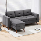 HOMCOM L-Shaped Sectional Sofa with Chaise Lounge - Dark Grey-Reinforced steel frame ensures robust support up to 660 lb/300 kg