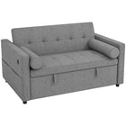 HOMCOM Pull Out Sleeper Sofa Bed with USB Ports - Grey-Converts from sofa to guest bed in seconds, suitable for small spaces, easy pull-out design with wheels