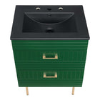 Modway Daybreak 24" Bathroom Vanity - Green/Black-DURABLE VANITY - This vanity is crafted with rubberwood, MDF, and particleboard with a matte finish and is complete with a ceramic sink with an integrated countertop and 8" centerset faucet holes