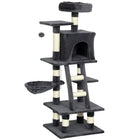 PawHut 52" Cat Tree with Condo, Hammock and Bed - Dark Grey-Multi-activity design of perches, a hammock, a bed and a large house to keep them entertained 