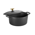 Tramontina Bestow 5.5 Qt Enameled Cast Iron Round Dutch Oven with Lid - Matte Black with Gold Knob-Perfect for traditional slow simmering of hearty stews, braising roasts, baking bread, and more