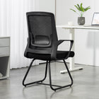HOMCOM Reception Chair with Lumbar Support and No Wheels - Black-Suitable for offices and reception areas