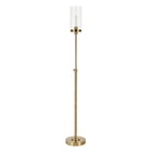 Hudson&Canal Frieda 66" Tall Floor Lamp with Glass Shade - Brass/Clear-Industrial design for your living room, office space, bedroom, or reading nook