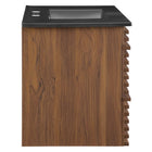 Modway Render 36" Wall-Mount Bathroom Vanity - Walnut/Black-MDF and Particleboard