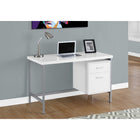 Monarch Specialties 7149 48" Computer Desk - White/Silver Metal-Features plenty of closed storage with two storage drawers including a file drawer for standard and legal sized folders for your home office, and a spacious top drawer to keep office essentials within reach.
