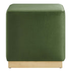 Modway Tilden 17" Square Performance Velvet Upholstered Ottoman - Moss Green/Natural-Weight Capacity: 506 lbs.