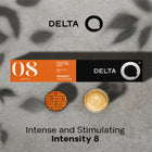 Delta Q aQtivus Espresso Capsules - 10 Pack-Unique Taste - Delta Q aQtivus is a coffee that offers a rich, intense blend with notes of toasted nuts and subtle fruit. Premium blend of beans from Laos, Vietnam and El Salvador.