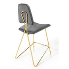 Modway Ponder Performance Velvet Bar Stool - Gray-Weight Capacity: 330 lb