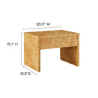 Modway Hudson 1-Drawer Burl Wood Nightstand - Natural-Burl Wood Laminate