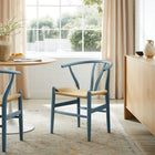 Modway Amish 29" Wood Dining Chair - Harbor Blue-Foot Bar Supports
