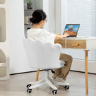 HOMCOM Mid Back Berber Fleece Office Chair with Swivel Wheels - White-Swivel wheels and seat ensure easy and quick mobility
