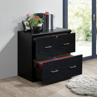 Office Star Alpine 2-Drawer Lateral File Cabinet - Black-Dual drawer pull hardware