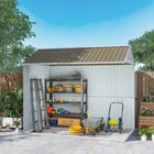 Outsunny Metal Garden Storage Shed with Lockable Door - 8.5' x 5.5' - Grey-Four vents for airflow in and out and a window to let the daylight in 