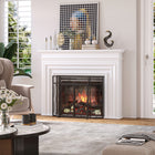 HOMCOM 3-Panel Folding Fireplace Screen with Door Fire Spark Guard - Black-Double door design for quickly adding the fuel and cleaning the ashes 