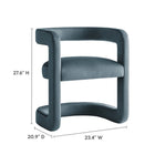 Modway Winslow Performance Velvet Barrel Accent Chair - Cadet Blue-Barrel Back Design