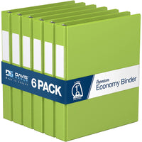 Davis Group Premium Economy Binder - D Ring - 1" - Lime Green - 6 Pack-3 Ring Binder