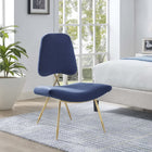 Modway Ponder Performance Velvet Lounge Chair - Navy-Dense Foam Padding for Comfort