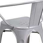 Flash Furniture Silver Metal Indoor-Outdoor Chair with Arms-Galvanized Steel Construction