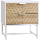 HOMCOM Modern Bedside Table with 2 Drawers and Metal Base - White-2 drawers provide storage space for your sundries