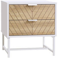 HOMCOM Modern Bedside Table with 2 Drawers and Metal Base - White-2 drawers provide storage space for your sundries