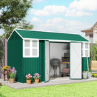 Outsunny Metal Garden Storage Shed with Lockable Door - 12' x 5.5' - Green-Made with weather-resistant galvanized steel
