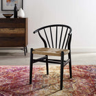 Modway Flourish Spindle Wood Dining Side Chair - Black-Solid Hardwood Frame