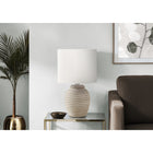 Monarch Specialties 17" H Contemporary Table Lamp - Beige Resin / Ivory / Cream Shade-The eye-catching ivory fabric shade is designed to diffuse light beautifully, creating an inviting ambiance that brightens modern bedrooms, living rooms, and workspaces alike