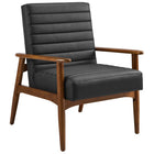 Modway Jensen Vegan Leather Accent Chair - Walnut Black-Upholstered Vegan Leather