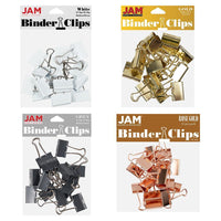JAM Paper Colourful Binder Clips Assortment - Medium - 1 1/4" (32 mm) - Business Assortment - 60 Pack-Assorted Business Colours (White, Gold, Rose Gold, Grey)
