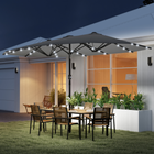 Outsunny Double-Sided Patio Umbrella - Dark Grey-Features solar-powered LED light beads on the ribs