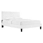 Modway Roxanne Performance Velvet Full Platform Bed - White-Vintage Modern Full Bed