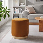 Modway Tilden 16" Round Performance Velvet Upholstered Ottoman - Rust/Natural-Dense Foam Padding