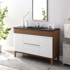 Modway Render 48" Single Sink Bathroom Vanity - White/Walnut/Black-Walnut Grain Vanity