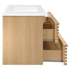 Modway Render 36" Wall-Mount Bathroom Vanity - Oak/White-Ceramic Sink Basin