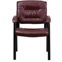 Flash Furniture Leather Executive Side Reception Chair with Black Metal Frame - Burgundy-Guest Chair