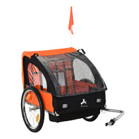 Aosom Double Bike Trailer for Kids Baby Toddler 80lbs Load with Steel Frame - Orange-Inner side pocket for storage on-the-go 